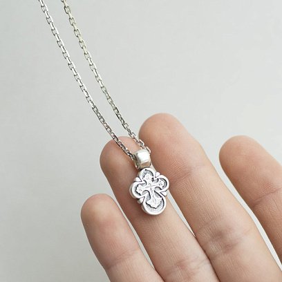 Срібний хрестик "Так Воскресне Бог" 13759 №9