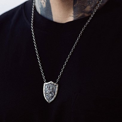 Серебряный кулон - щит "Георгий Победоносец" 026 №2