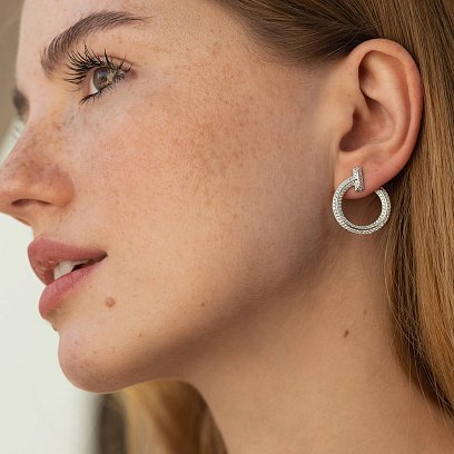 Сережки - пусети "Evelyn" у білому золоті (фіаніти) с08669 №11