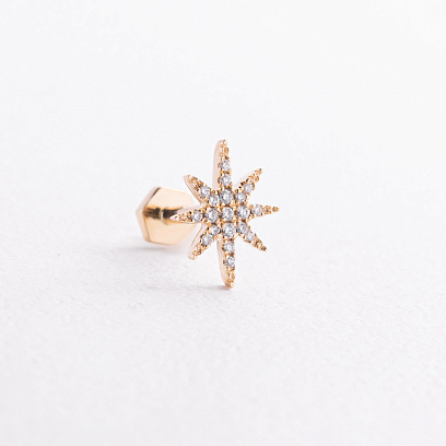 Одиночная золотая серьга для хеликса "Звездочка" (бриллианты) сб0687ca