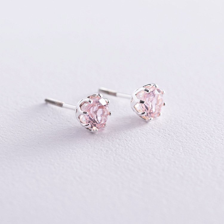 Срібні сережки - пусети (синт. кварц) 122819 від ювелірного магазину Онікс