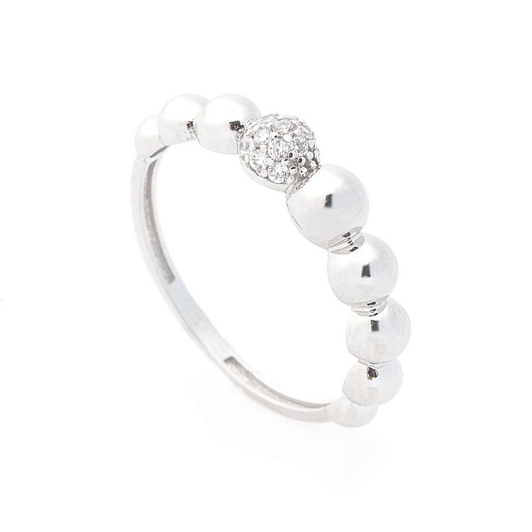 Золоте колечко "Кульки" з фіанітами к05822 від ювелірного магазину Онікс