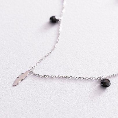 Колье "Перышки" в белом золоте (фианиты) кол02027 №5