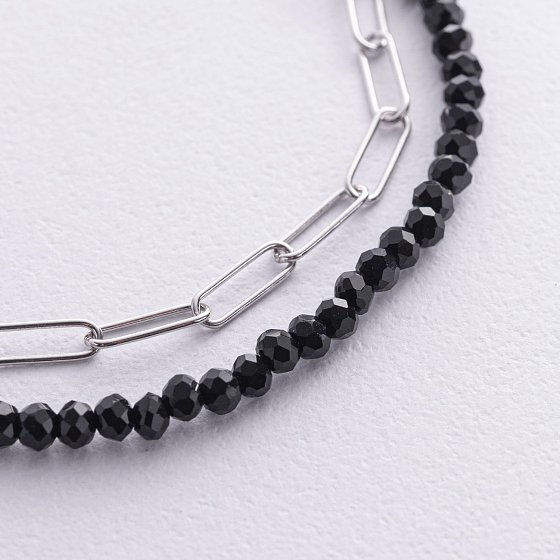 Серебряный двойный браслет (хрусталь) 905-01438 №3