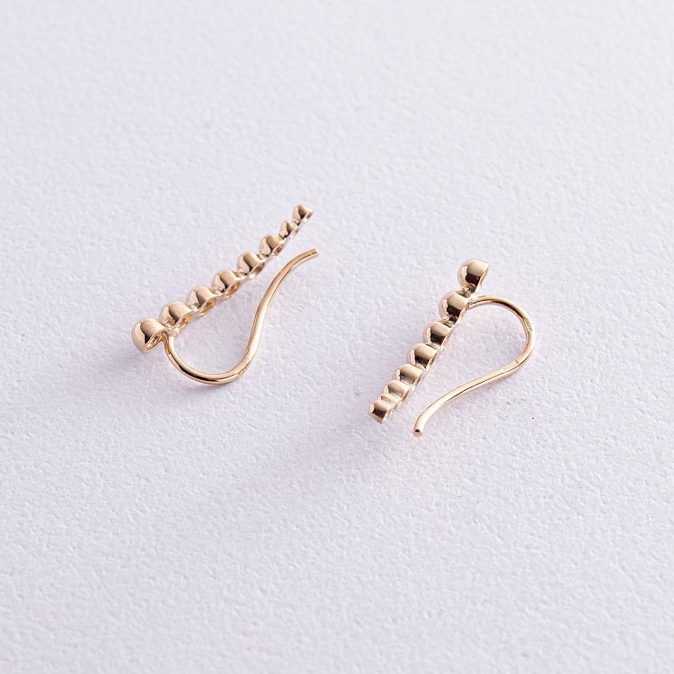 Серьги - клаймберы "Шарики" в желтом золоте с08237 от ювелирного магазина Оникс - 4