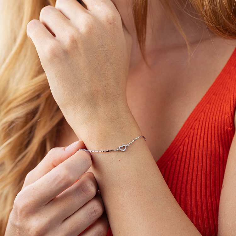 Золотой браслет "Сердечко" с бриллиантами 538431121 от ювелирного магазина Оникс - 3