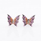 Срібні сережки метелики з кольоровими фіанітами 122040 от ювелирного магазина Оникс
