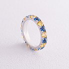 Кольцо с дорожкой голубых и желтых камней (белое золото) к07108 от ювелирного магазина Оникс