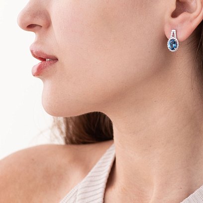 Серебряные серьги с кварцом и фианитами 2935/9р-QLB №2