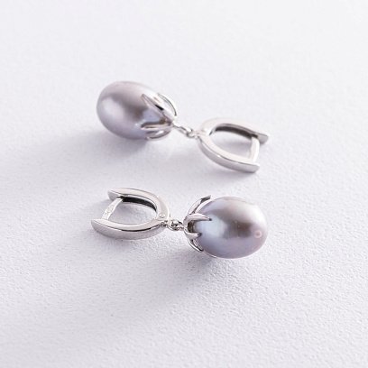 Золотые серьги с жемчугом с06786 №4