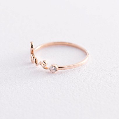 Кольцо "Love" в красном золоте с фианитом к06797 №4
