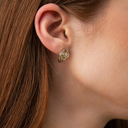 Сережки "Конюшина" в жовтому золоті с08991 №4