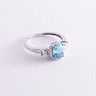 Золотое кольцо с голубым топазом и фианитами к04641 от ювелирного магазина Оникс - 2