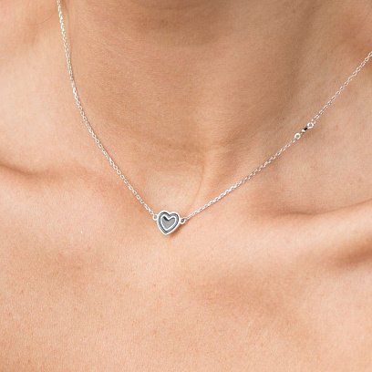 Срібне кольє "Сердечко" (емаль, фіаніти) 18647 №4