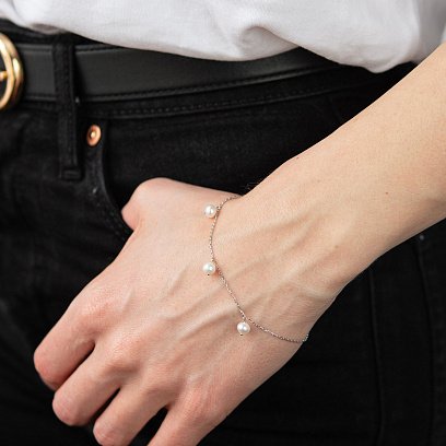 Браслет із перлами (біле золото) б05267 №6