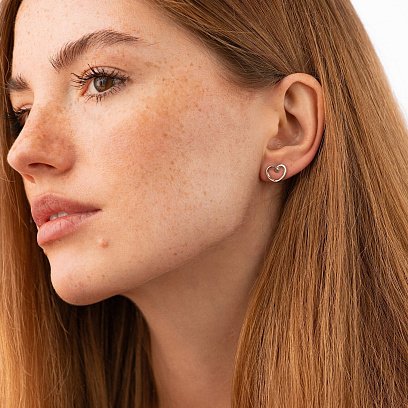 Сережки - пусети "Сердечки" у сріблі 7251 №4