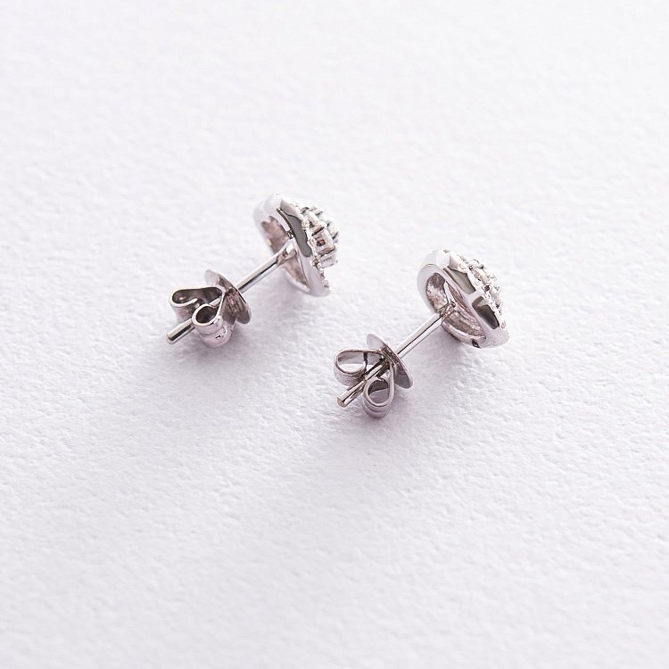 Золотые серьги - пусеты "Сердечки" (бриллианты) сб0153cs от ювелирного магазина Оникс - 2