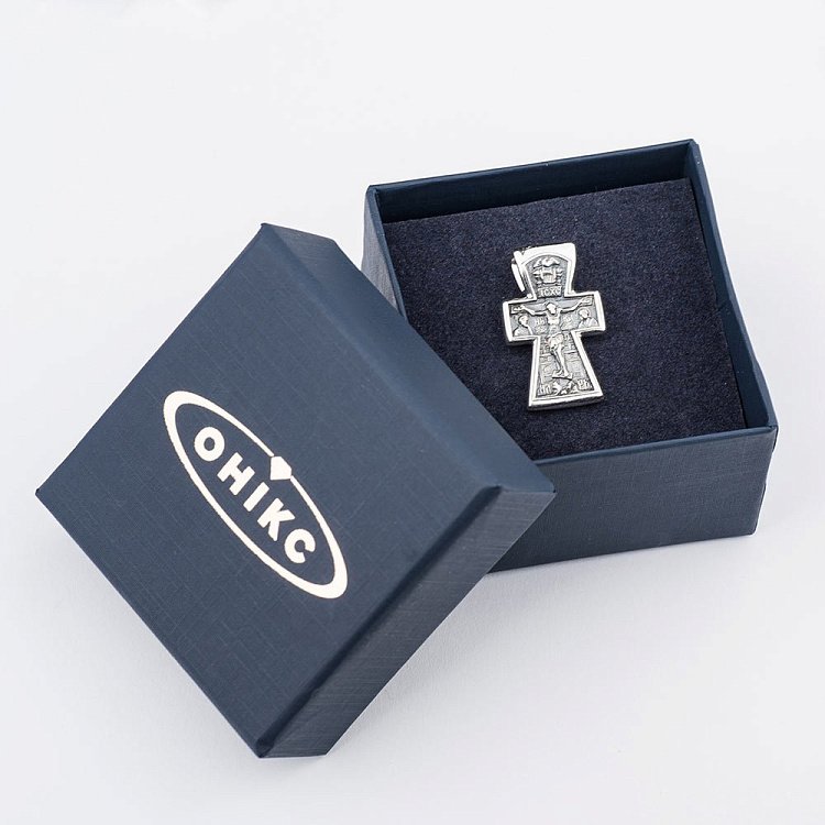 Серебряный крест "Распятие. Богоявление"(чернение) 13141 от ювелирного магазина Оникс - 7