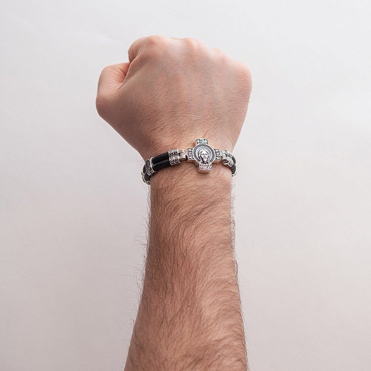 Срібний православний браслет "Господь Вседержитель. Георгій Переможець" 141601 від ювелірного магазину Онікс - 1