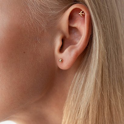 Сережки - пусети "Кульки" в жовтому золоті (0.4 см) с07322 №8