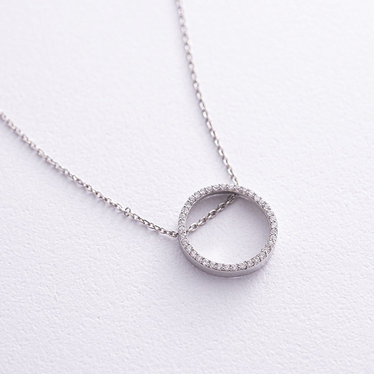 Срібне кольє "Кругообіг" з фіанітами 908-00918 від ювелірного магазину Онікс - 3