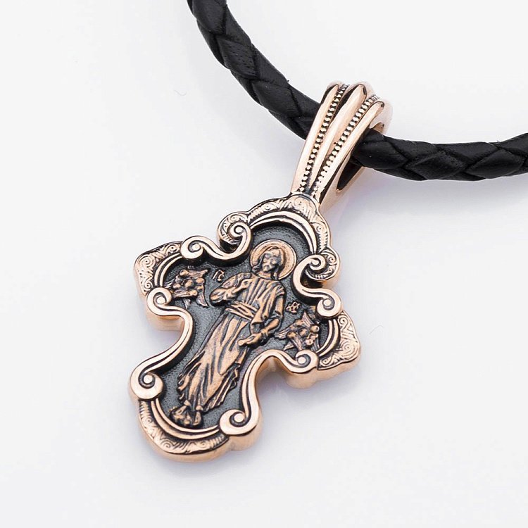 Золотой крест "Господь Вседержитель. Святой Александр Невский" п02669 от ювелирного магазина Оникс - 1