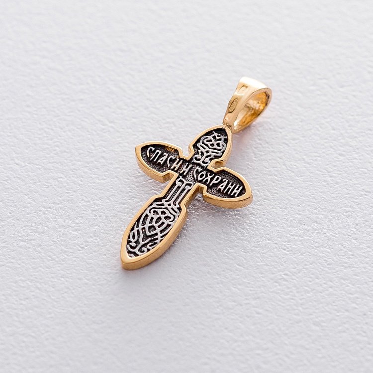 Серебряный крест "Распятие" с позолотой 132350 от ювелирного магазина Оникс - 1
