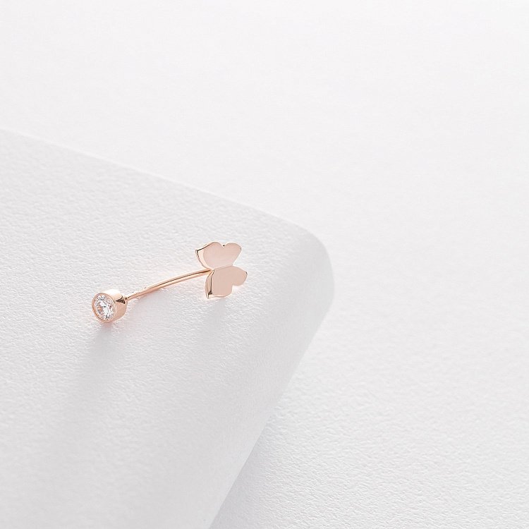 Золотой пирсинг "Бабочка" (фианит) пир00221 от ювелирного магазина Оникс