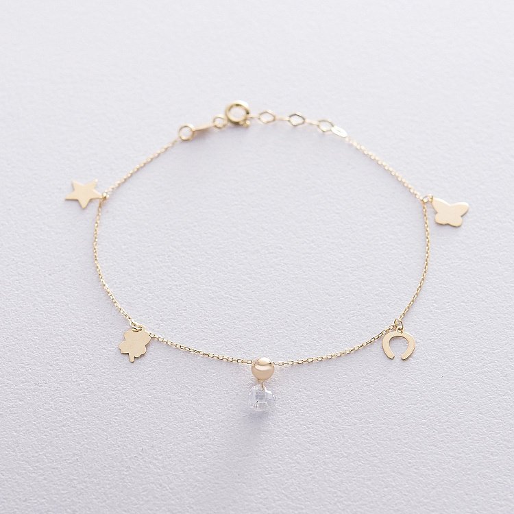 Золотий браслет з фіанітом б04247 від ювелірного магазину Онікс