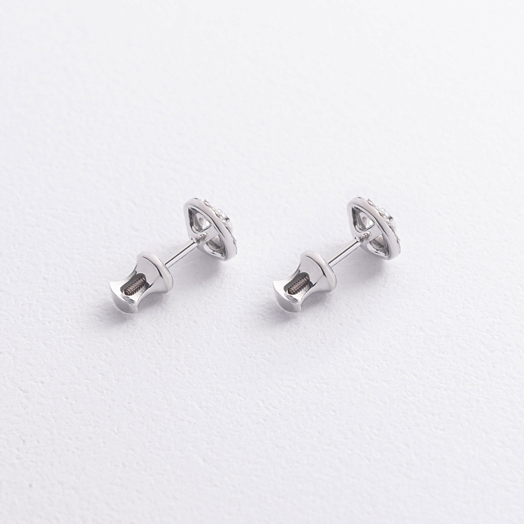 Золотые серьги - пусеты с бриллиантами 344681121 от ювелирного магазина Оникс - 2