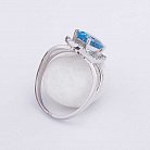Золотое кольцо с голубым топазом и бриллиантами C01083R от ювелирного магазина Оникс - 1