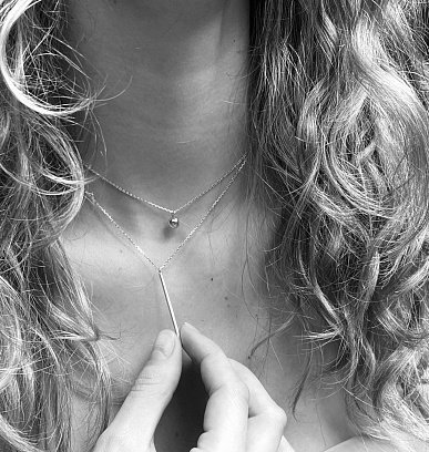 Подвійне срібне ко﻿льє "Хлоя" з кулькою 1091