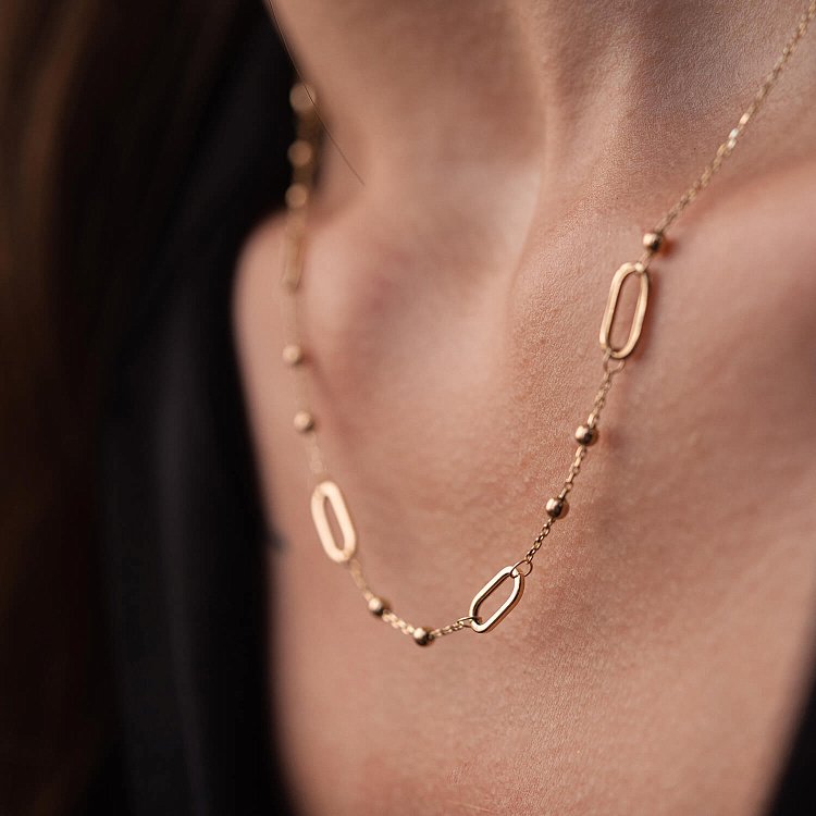 Колье - цепочка "Шарики" в желтом золоте кол02253 от ювелирного магазина Оникс - 11