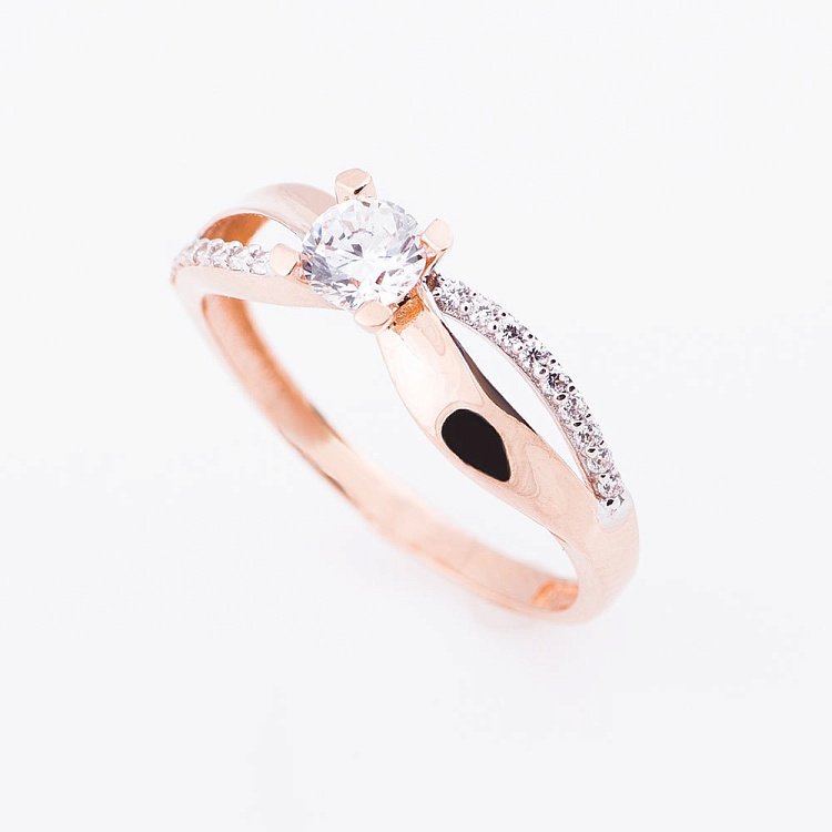 Золота заручальна каблучка з фіанітом к03368 від ювелірного магазину Онікс