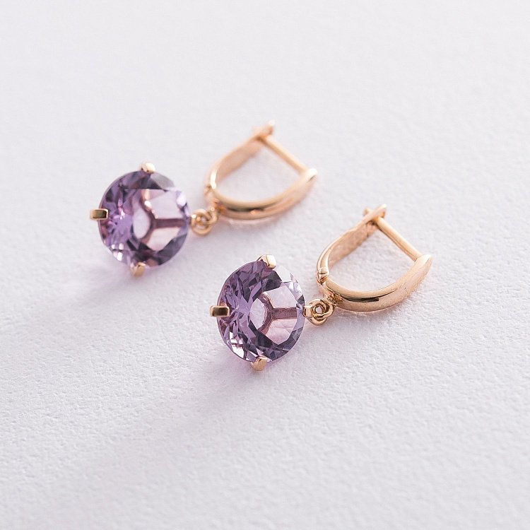 Золоті сережки "Захоплення" з аметистом с05299 від ювелірного магазину Онікс - 10