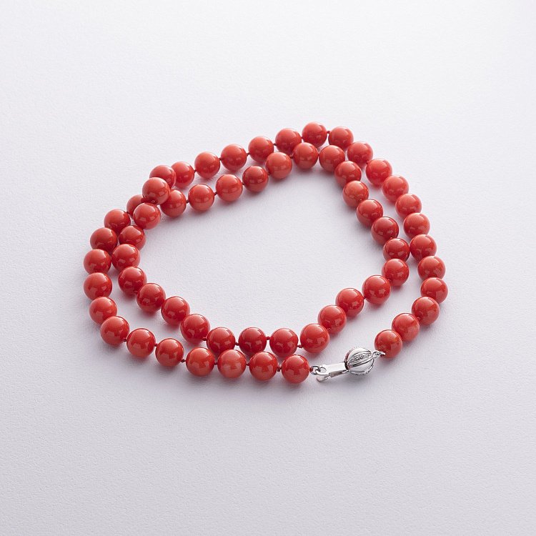 Намисто з коралу (золота застібка з діамантами) бус033к від ювелірного магазину Онікс - 4