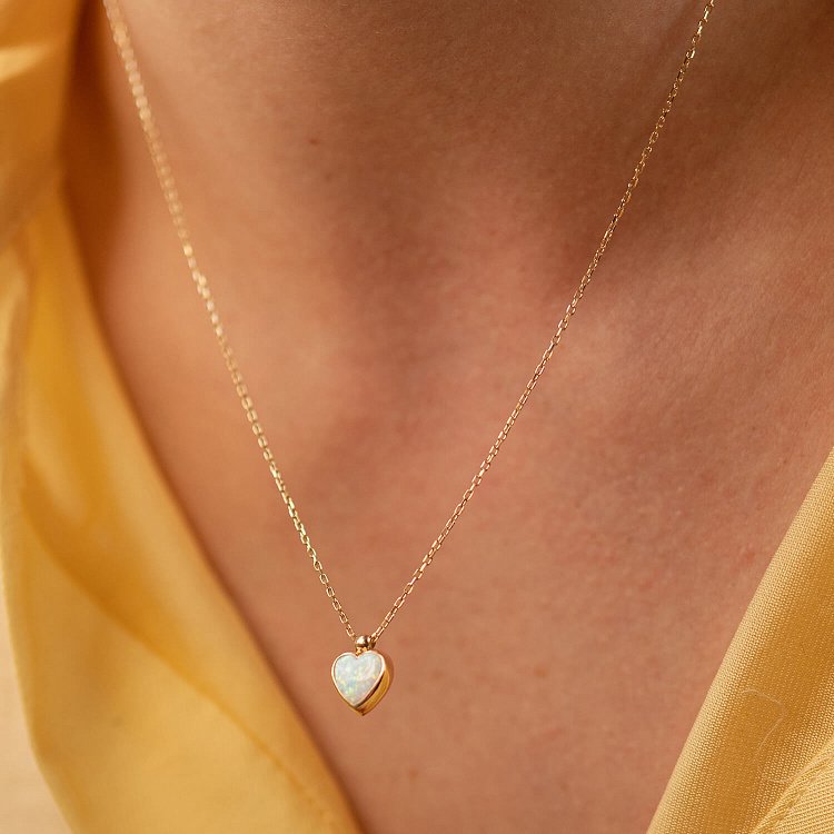 Кольє "Сердечко" з синт. опалом (жовте золото) кол02412 від ювелірного магазину Онікс - 1