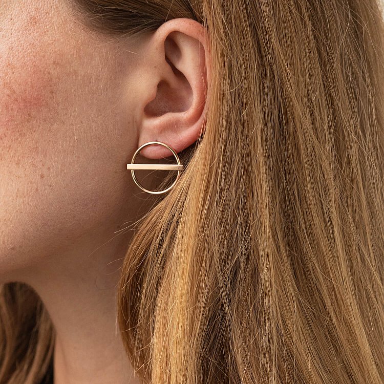 Золотые серьги - пусеты "Баланс" с07788 от ювелирного магазина Оникс - 1