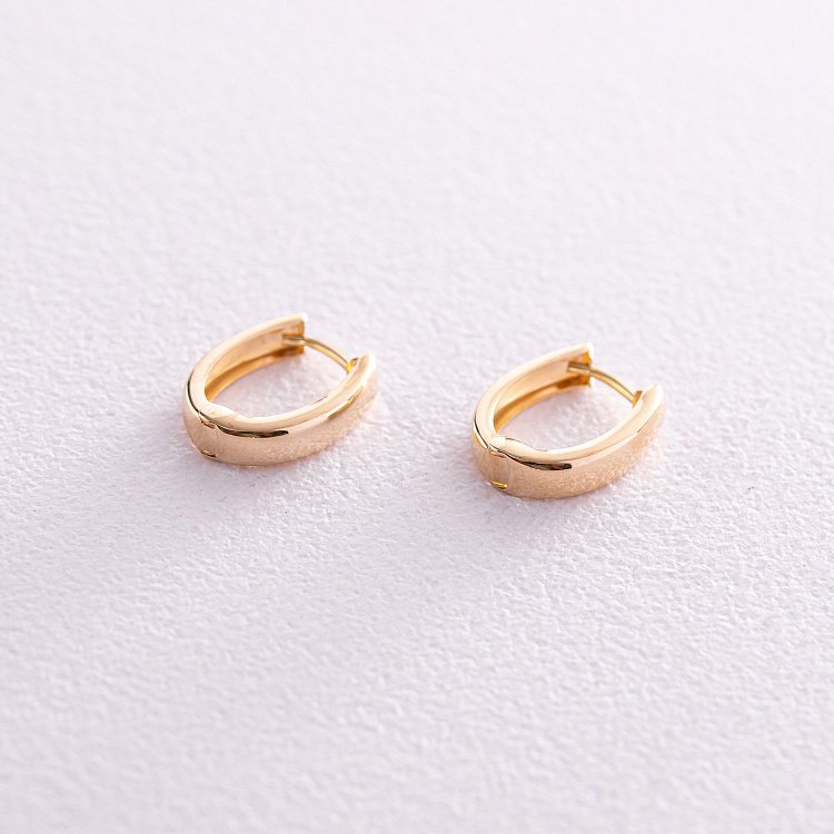 Сережки - кільця в жовтому золоті (овальні) с08107 від ювелірного магазину Онікс - 2