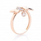 Золотое кольцо с бабочками (фианиты) к05912 от ювелирного магазина Оникс - 1