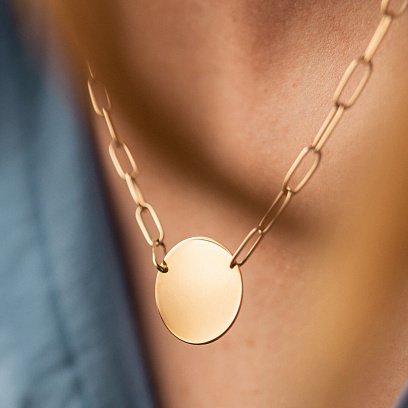 Кольє з монеткою для гравіювання (жовте золото) кол02394 №13