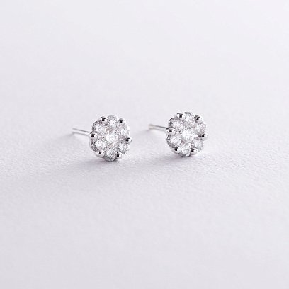 Золотые серьги-пусеты с бриллиантами сб0191са