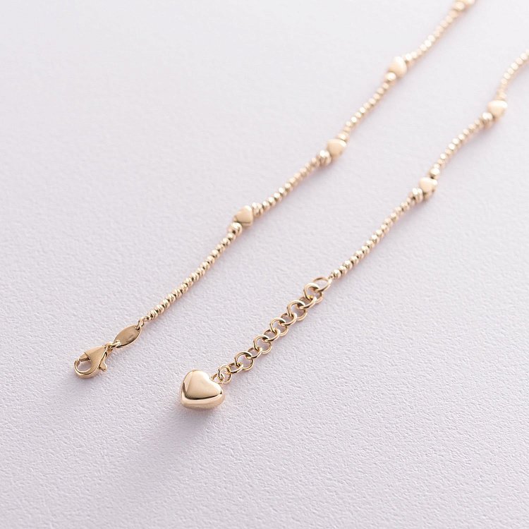 Золотое колье "Сердечки" кол01384 от ювелирного магазина Оникс - 3