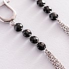 Срібні висячі сережки з чорними каменями 123080 от ювелирного магазина Оникс - 4