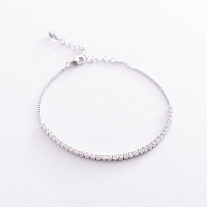 Серебряный браслет "Утонченный" с белыми фианитами 141502