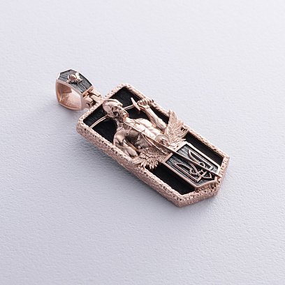 Золотий кулон "Український козак. Отче наш" (ебенове дерево) 1178к