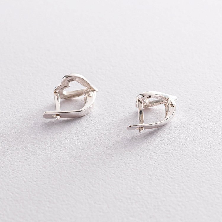 Серебряные серьги "Сердечки" 123029 от ювелирного магазина Оникс - 2