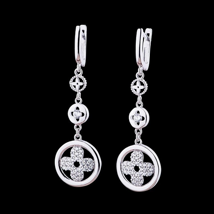 Золоті сережки "Конюшина" з фіанітами с04836 від ювелірного магазину Онікс