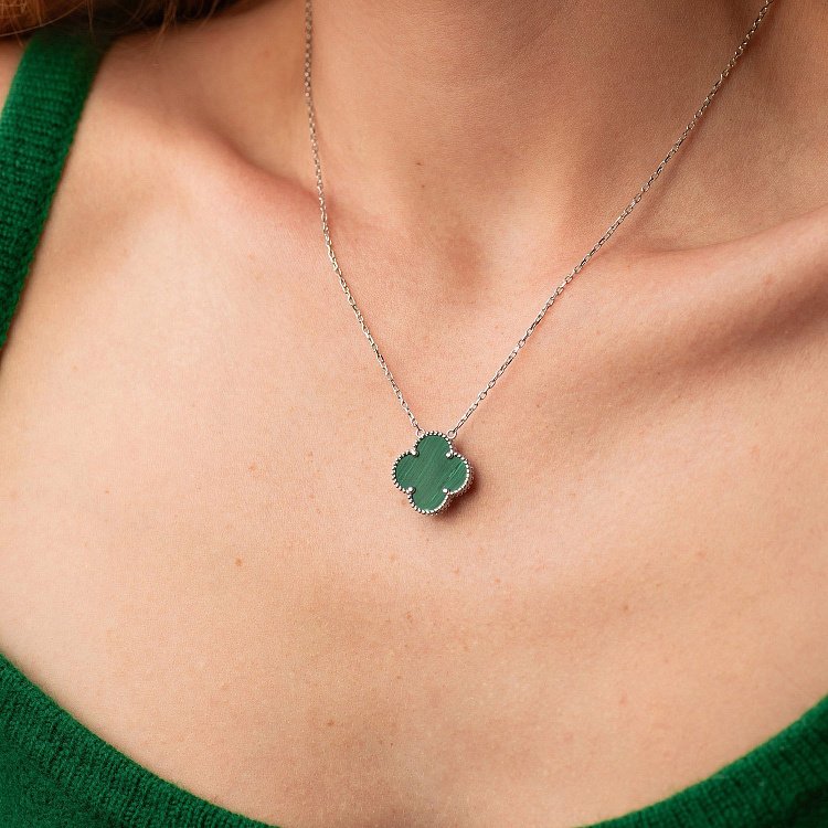 Золоте кольє "Конюшина" з малахітом кол02168 від ювелірного магазину Онікс - 3