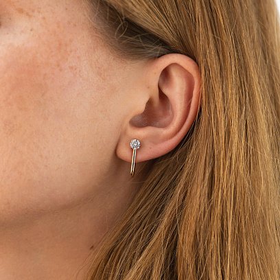 Серьги - пусеты "Rita" с фианитами (красное золото) с09060 №2